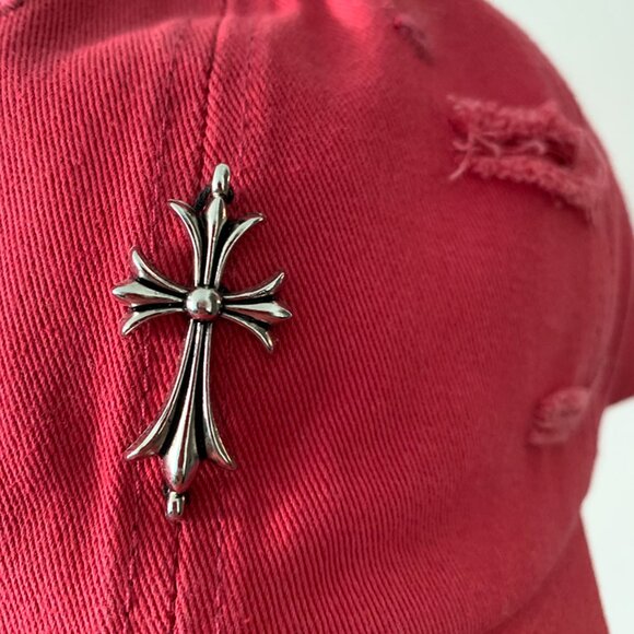Chrome Hearts Pink Distressed Cross Baseball Cap - Picture 2 of 7